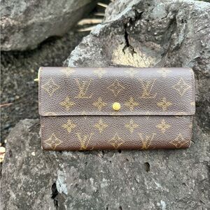 Louis Vuitton Monogram Long Wallet Snap Closure Vintage 2000 France TH0090